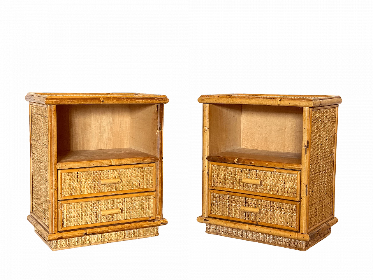 Pair of bamboo bedside tables, 1970s 8