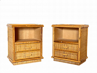 Pair of bamboo bedside tables, 1970s