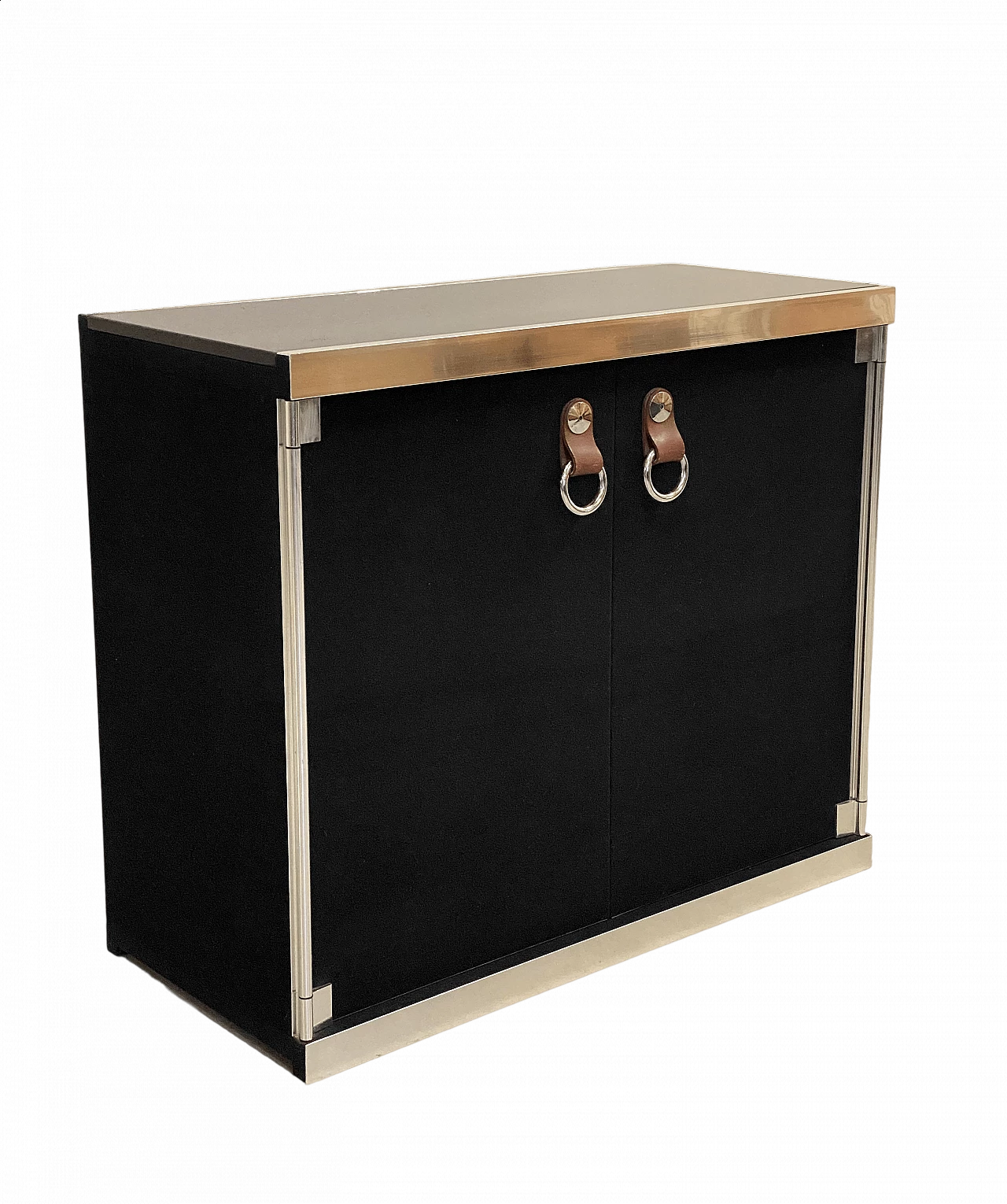 Credenza in feltro nero e acciaio di Guido Faleschini per Hermès, anni '70 15