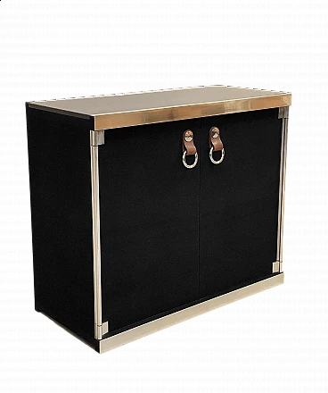 Black felt and steel sideboard by Guido Faleschini for Hermès, 1970s