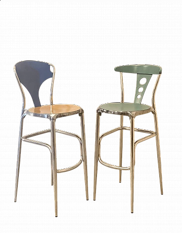 Pair of bar stools by Origlia, 1980s
