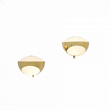 Pair of 1963 model wall lamps in brass by Max Ingrand for Fontana Arte