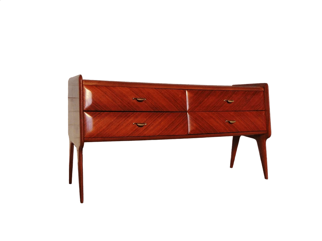 Cassettiera in ciliegio con piano in vetro, anni '50 9