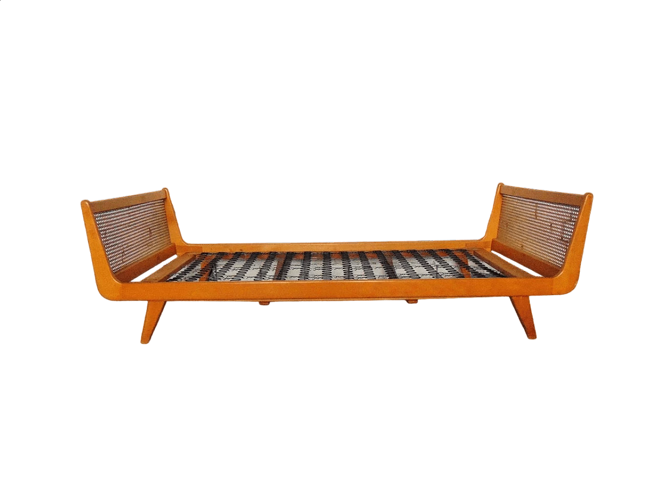 Letto in faggio e paglia di Vienna, anni '60 8