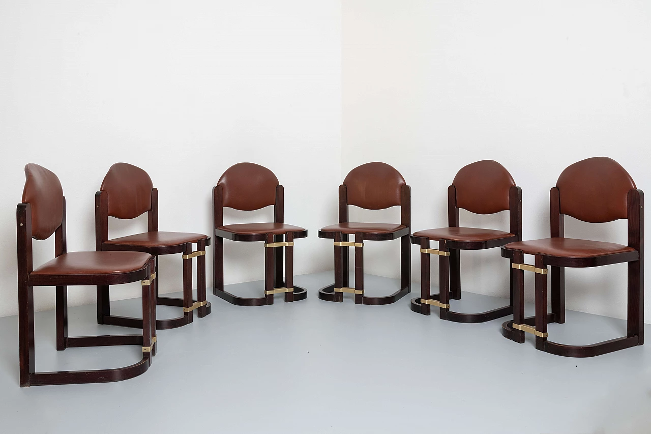 Attr. Augusto Savini 6 faux leather armchairs, 1970s 1