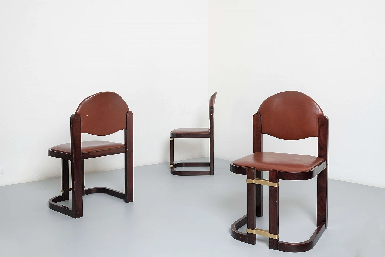 Attr. Augusto Savini 6 faux leather armchairs, 1970s 3
