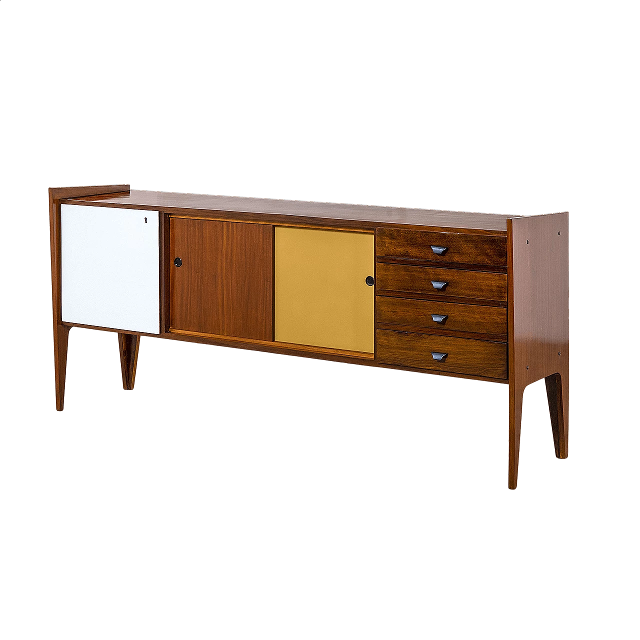 Multicolored wood sideboard in the style of Gio Ponti, 1950s 8
