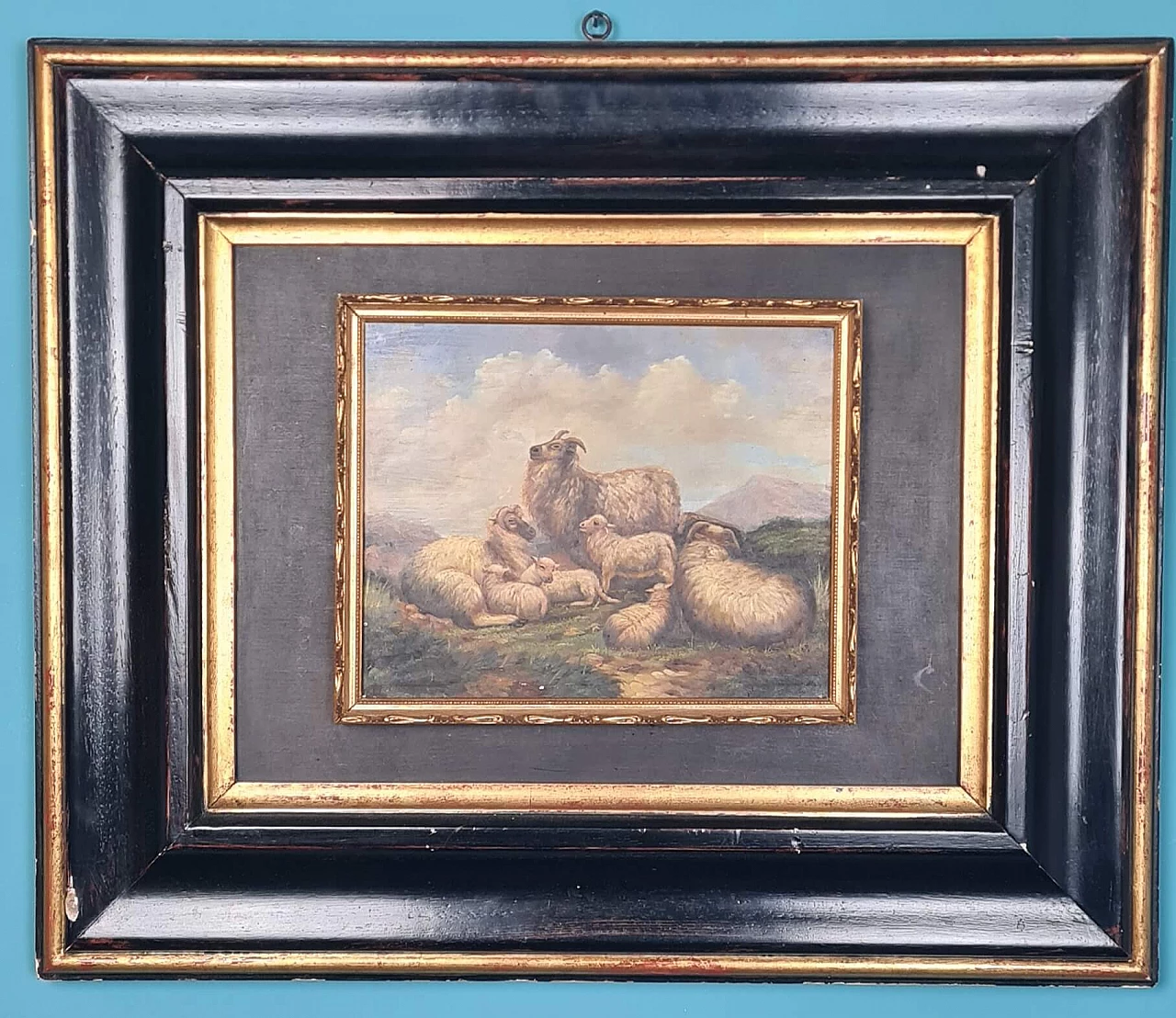 Oil painting on panel of a flock attributed to Filippo Palizzi, 19th century 1