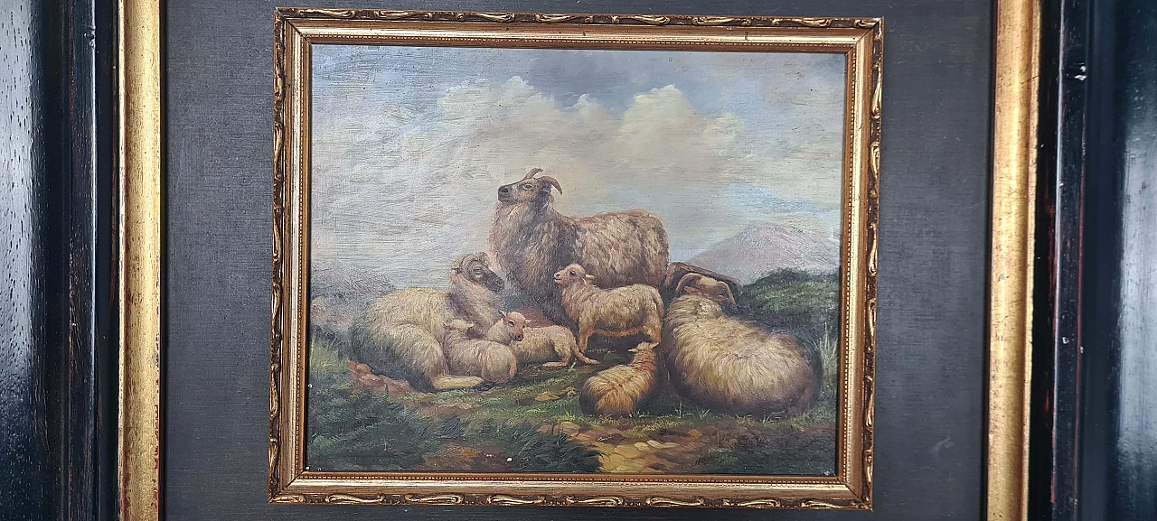 Oil painting on panel of a flock attributed to Filippo Palizzi, 19th century 2