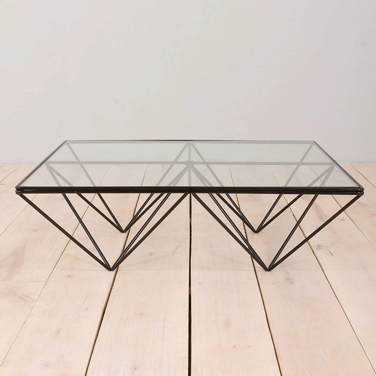 Glass and metal coffee table in style Alanda by Paolo Piva, 1980s 1