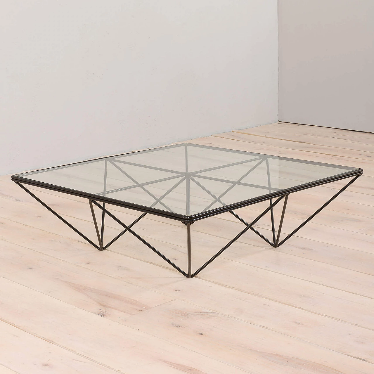 Glass and metal coffee table in style Alanda by Paolo Piva, 1980s 2