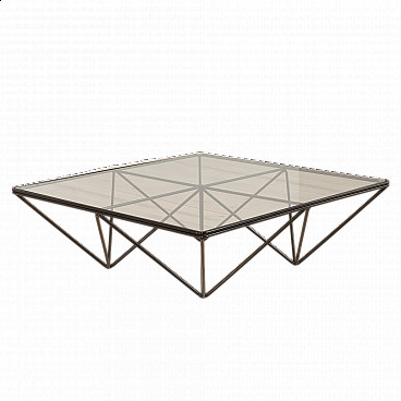 Glass and metal coffee table in style Alanda by Paolo Piva, 1980s