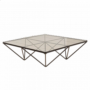 Tavolino in vetro e metallo in stile Alanda di Paolo Piva, anni '80