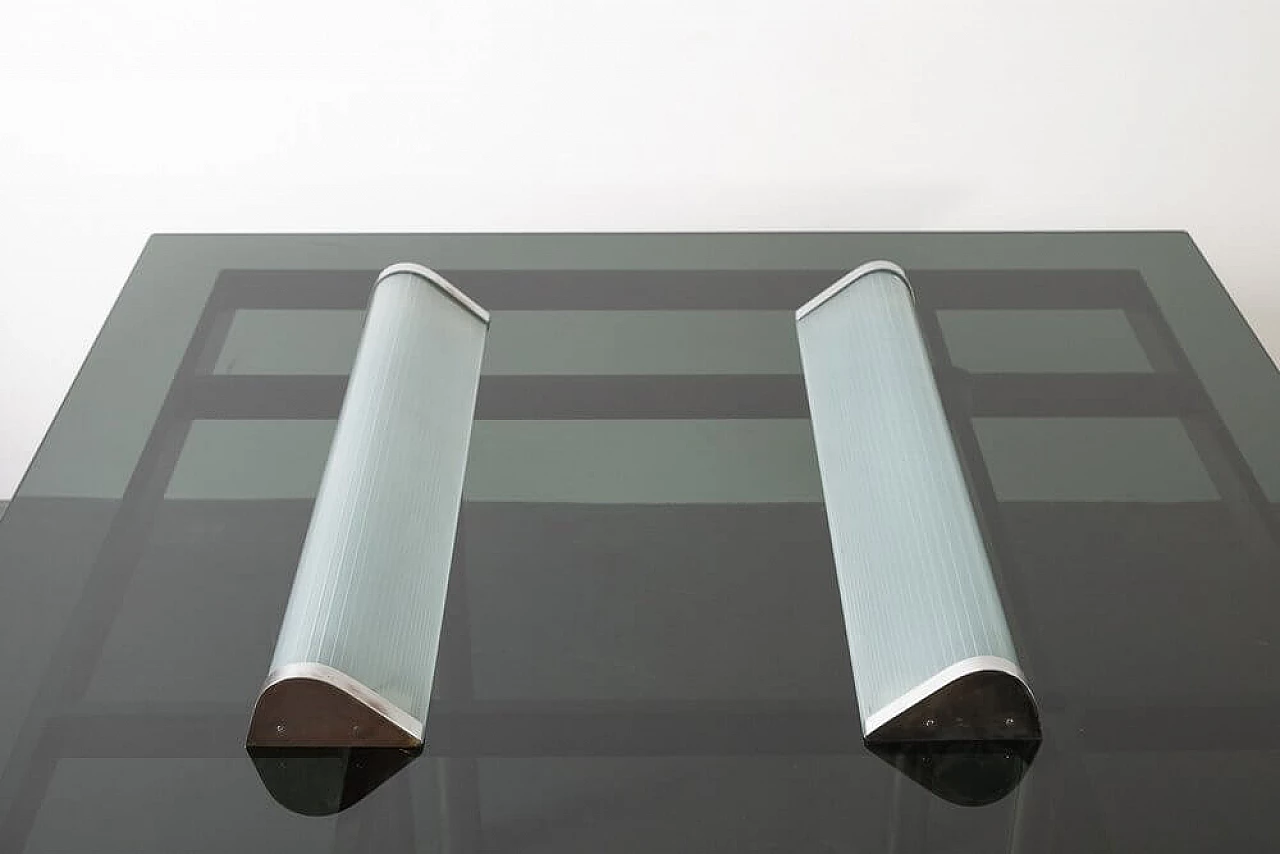 Pair of brass and glass wall lamps, 1950s 5