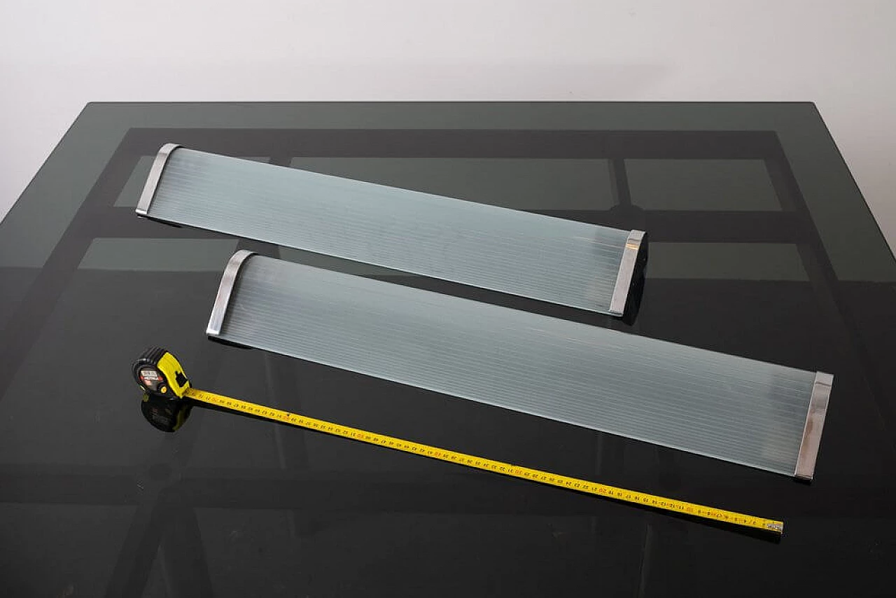 Pair of brass and glass wall lamps, 1950s 7