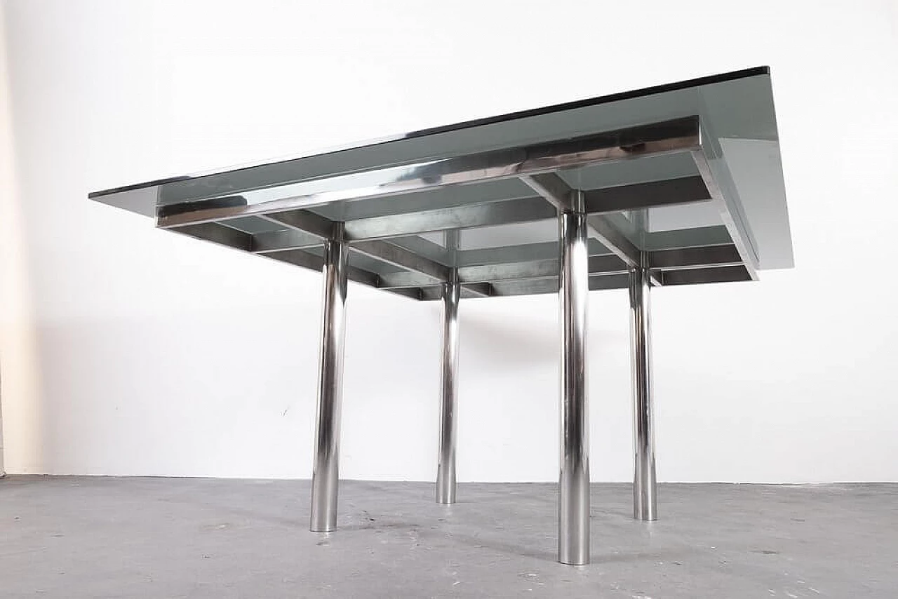 Andrè table by Tobia Scarpa in steel and glass, 1960s 1