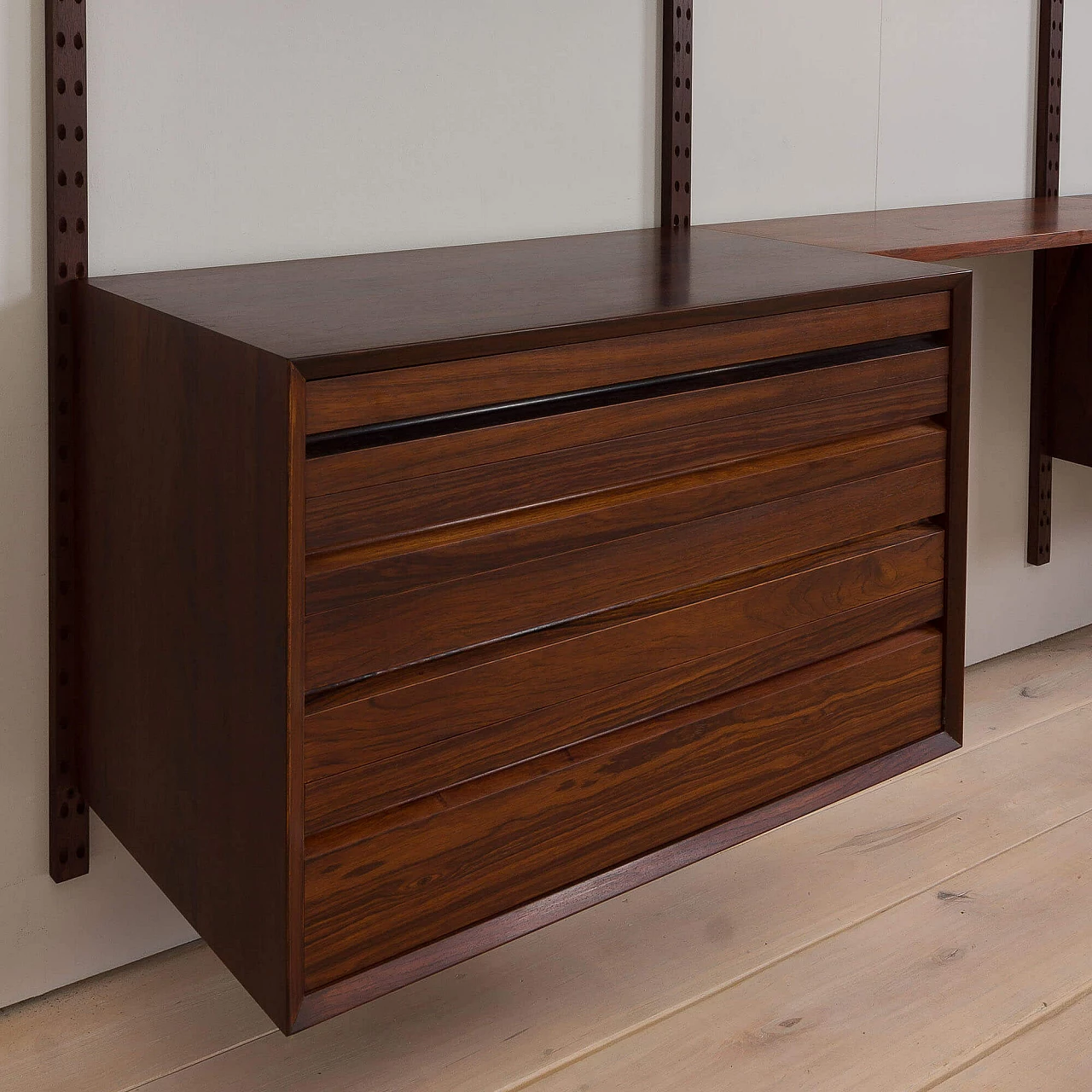 Three-bay wall-mounted rosewood bookcase by Poul Cadovius for Cado, 1960s 7