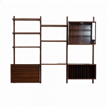 Three-bay wall-mounted rosewood bookcase by Poul Cadovius for Cado, 1960s