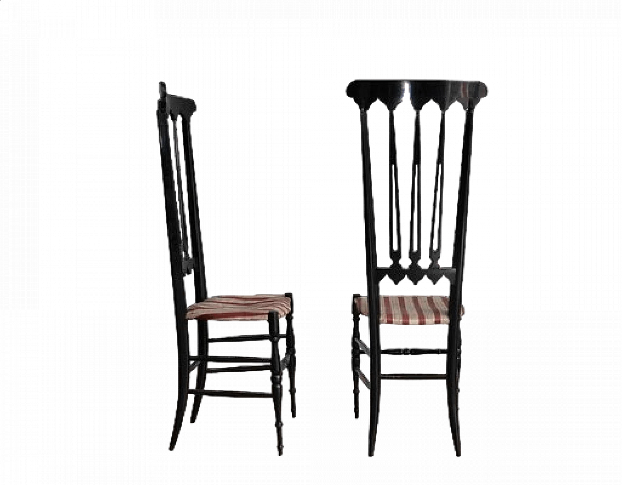 Coppia di sedie in legno e tessuto di Gio Ponti, anni '50 9