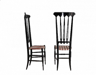 Coppia di sedie in legno e tessuto di Gio Ponti, anni '50