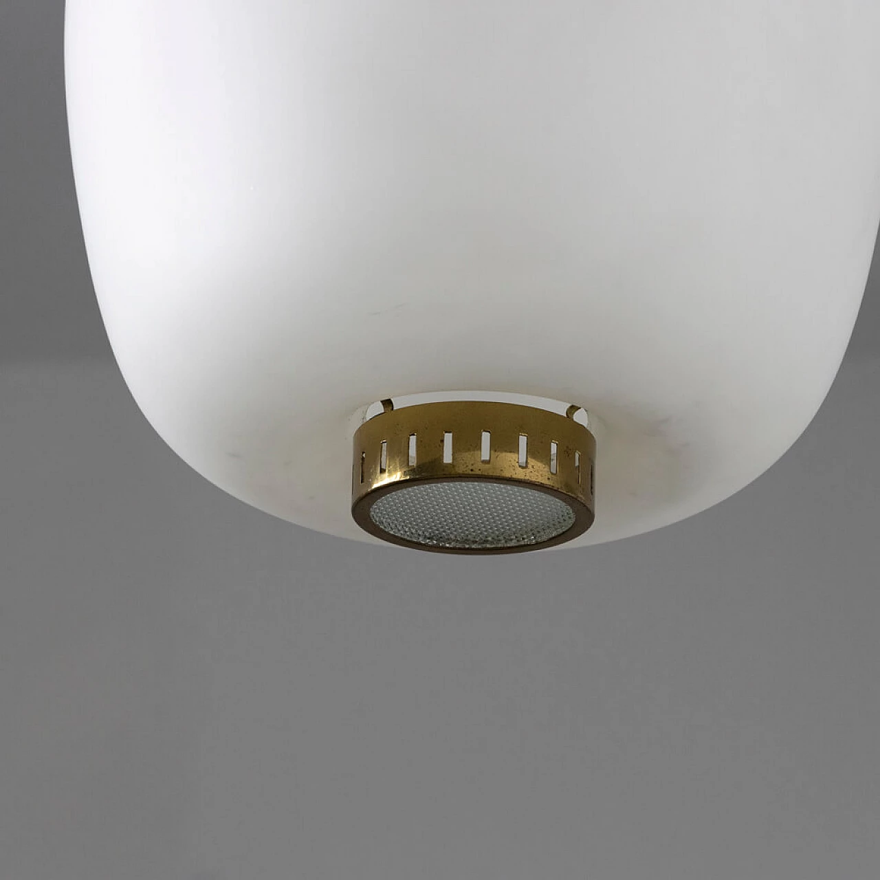 Lampada a sospensione in vetro satinato di Stilnovo, anni '50 3