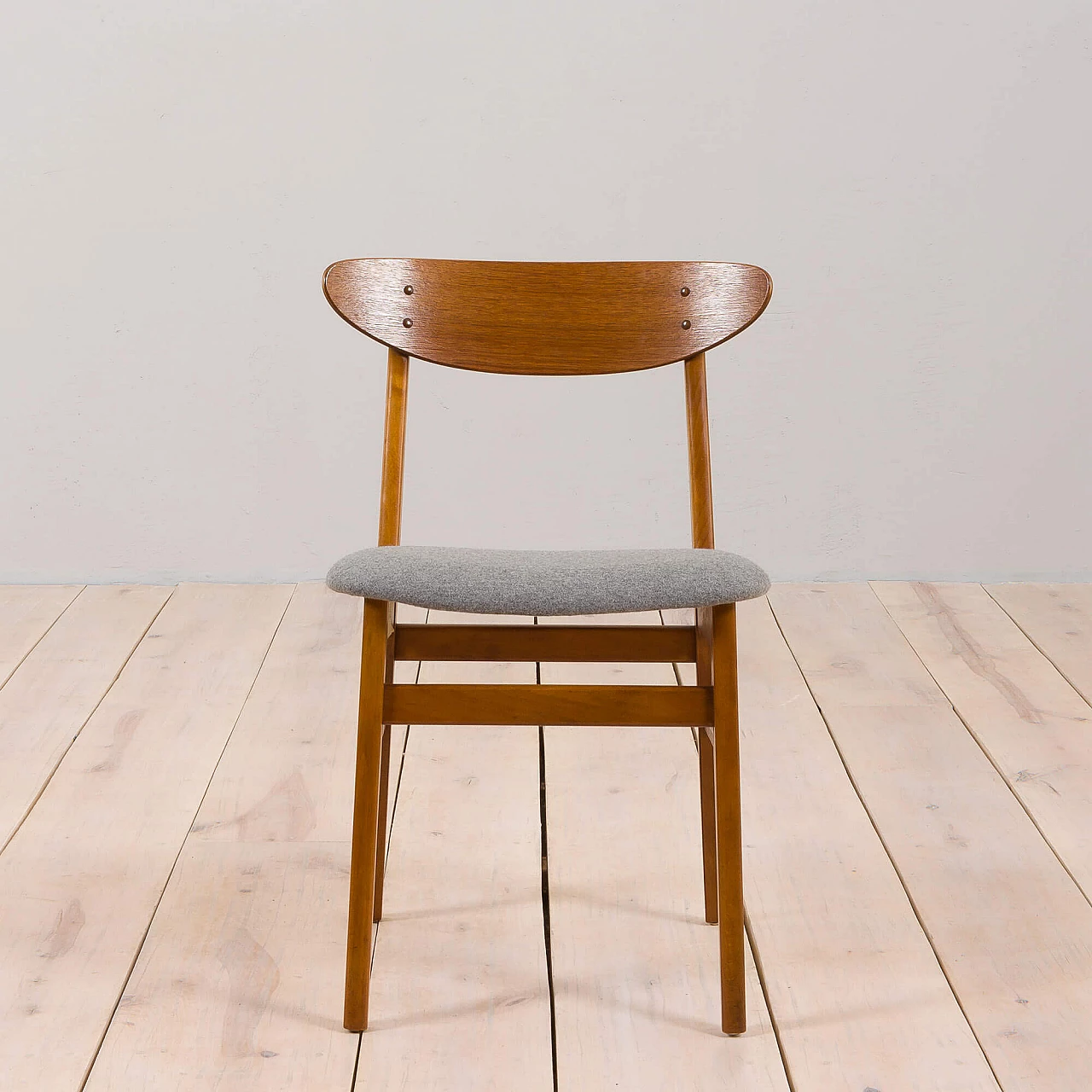 6 Teak and grey wool chairs for Farstrup, 1960s 9