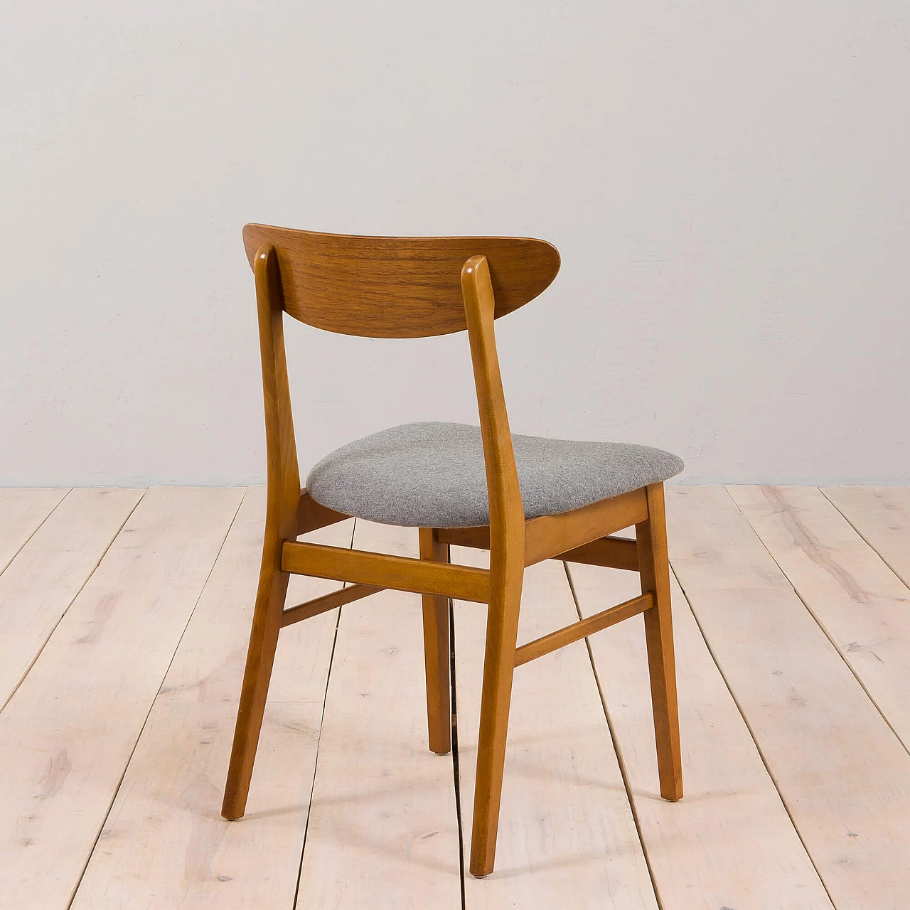 6 Teak and grey wool chairs for Farstrup, 1960s 12