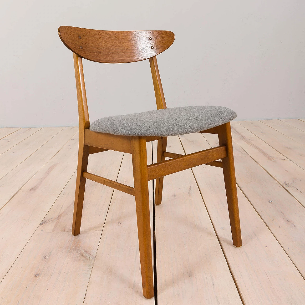 6 Teak and grey wool chairs for Farstrup, 1960s 14