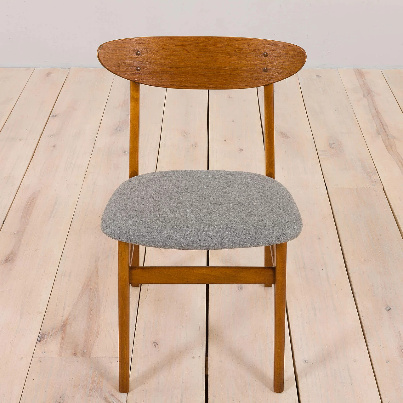 6 Teak and grey wool chairs for Farstrup, 1960s 15