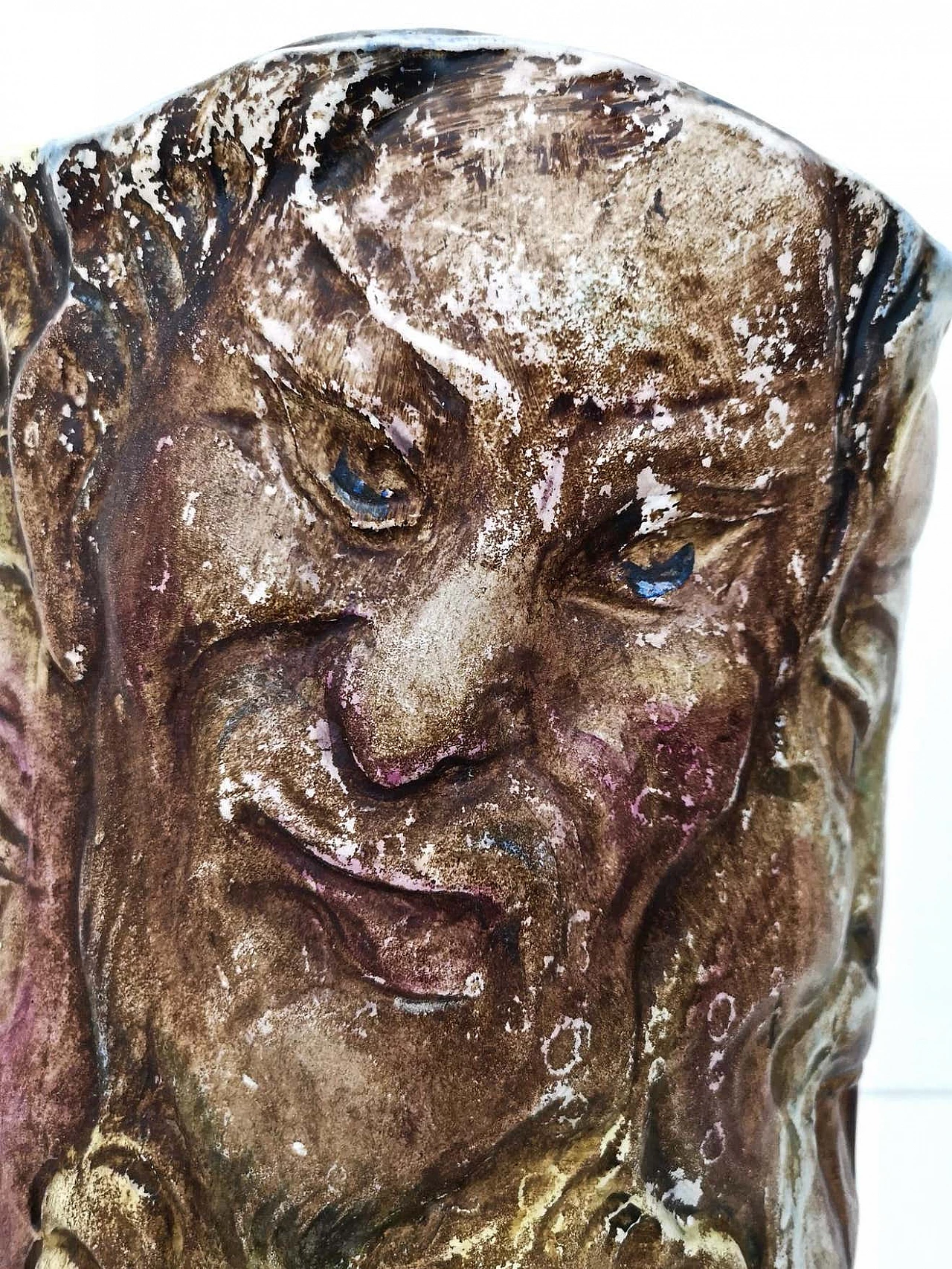 Hand-painted ceramic vase with faces attributable to Tullio d'Albisola, 1960s 14