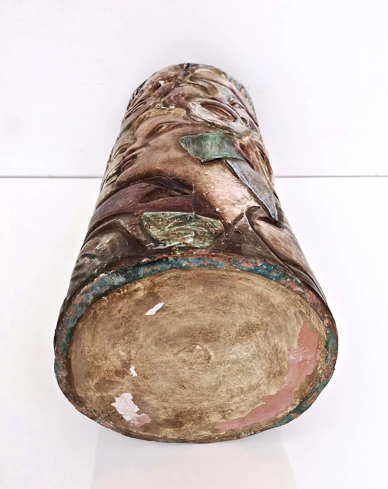 Hand-painted ceramic vase with faces attributable to Tullio d'Albisola, 1960s 15