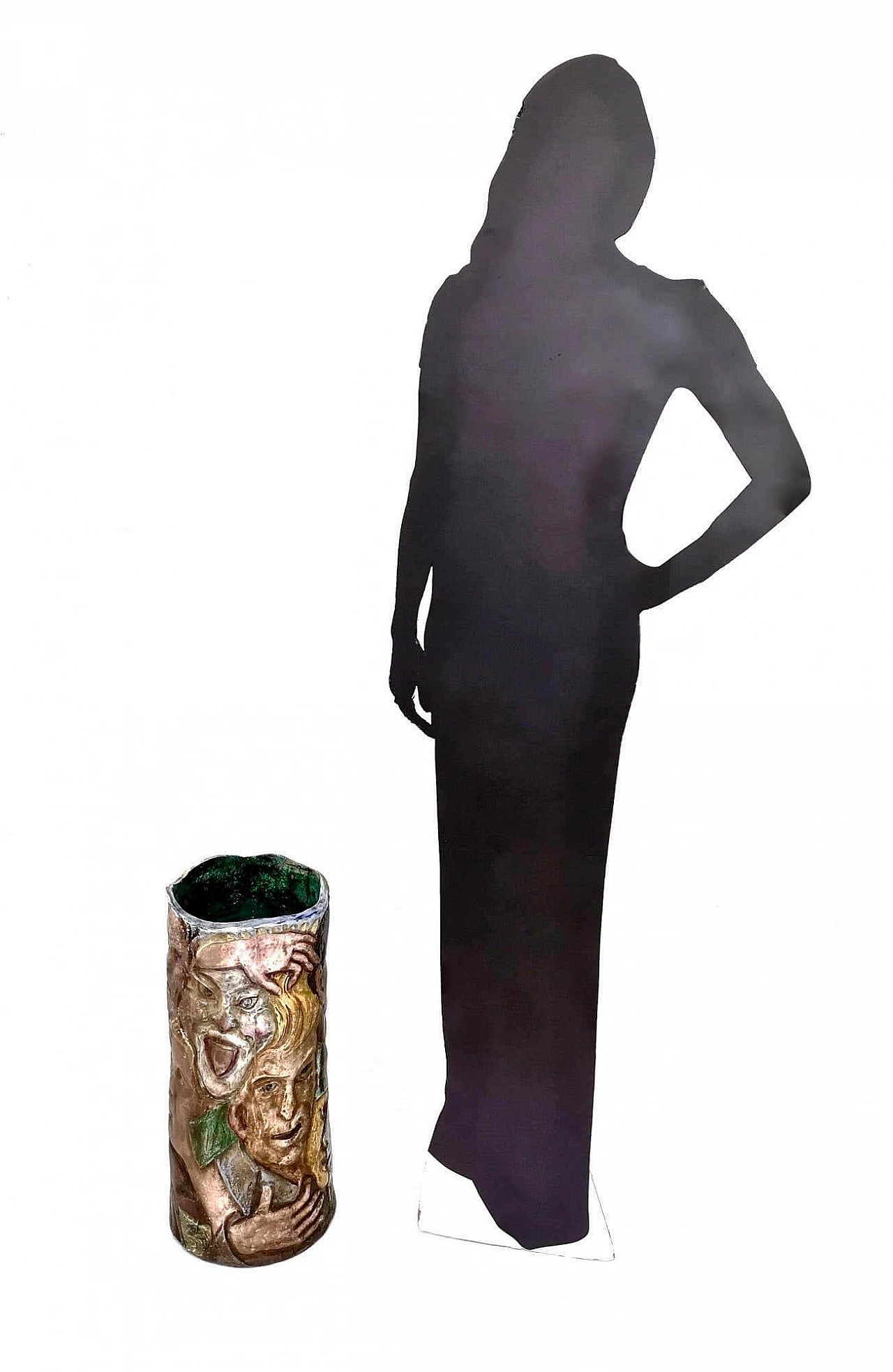 Hand-painted ceramic vase with faces attributable to Tullio d'Albisola, 1960s 17