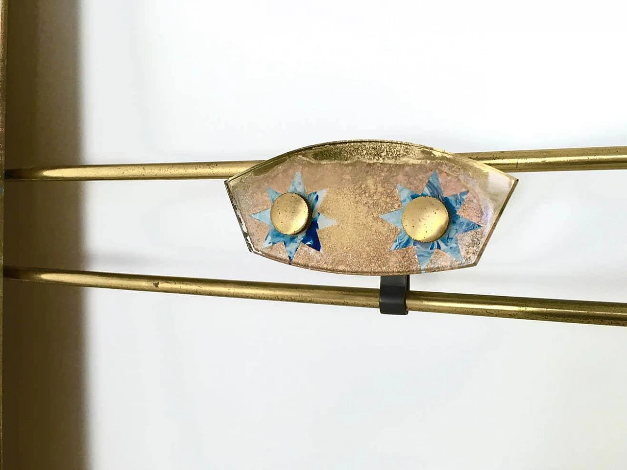 Cherry wood veneered hall coat stand with mirror, 1950s 5