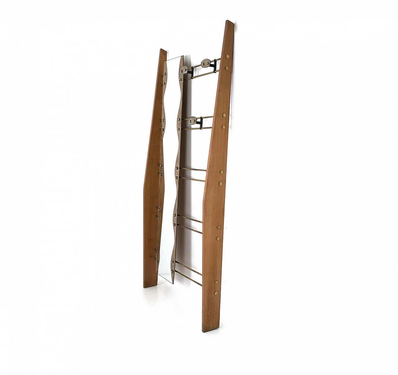 Cherry wood veneered hall coat stand with mirror, 1950s 6