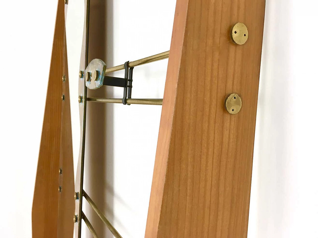 Cherry wood veneered hall coat stand with mirror, 1950s 7