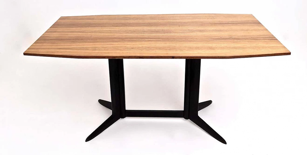 Tavolo con piano in legno zebrano e struttura in legno ebanizzato, anni '60 2