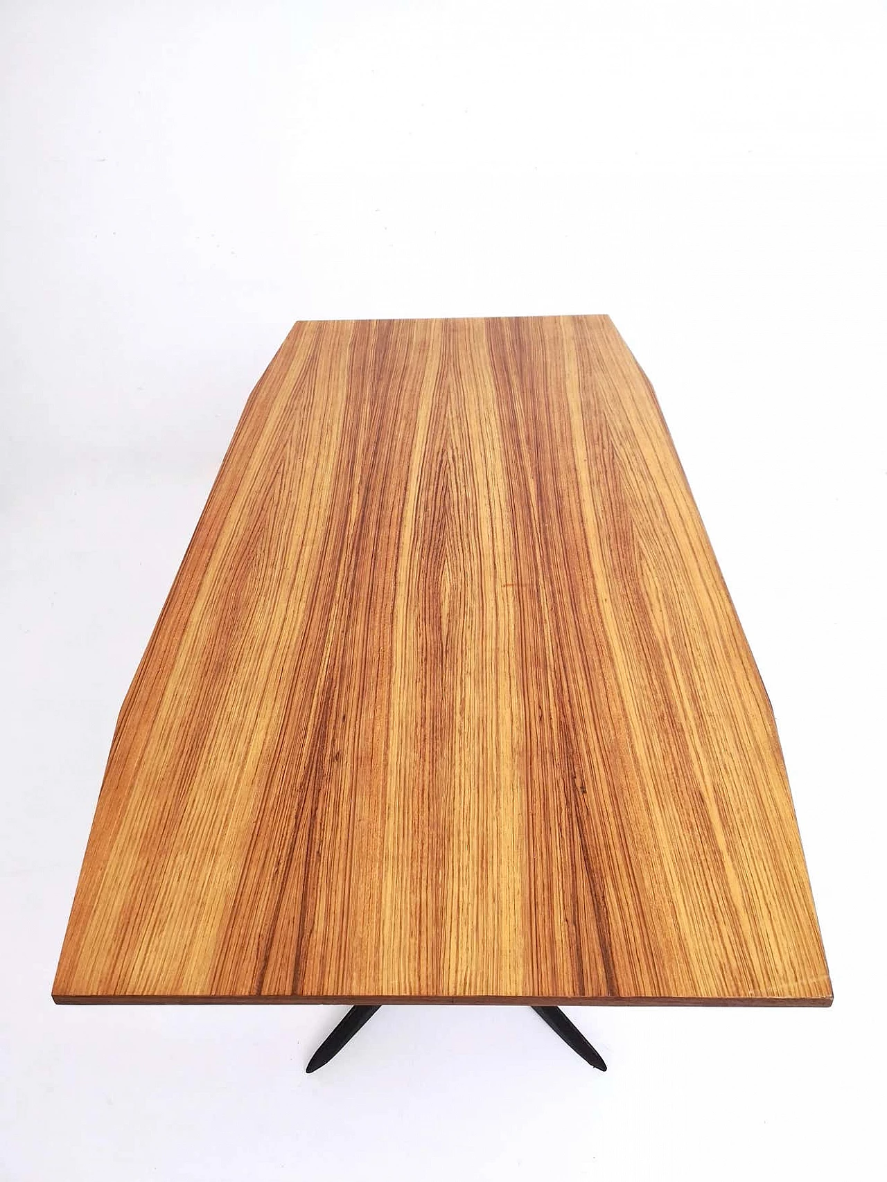 Tavolo con piano in legno zebrano e struttura in legno ebanizzato, anni '60 4