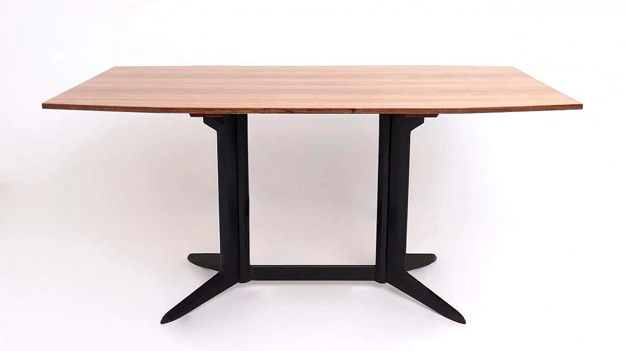 Tavolo con piano in legno zebrano e struttura in legno ebanizzato, anni '60 5