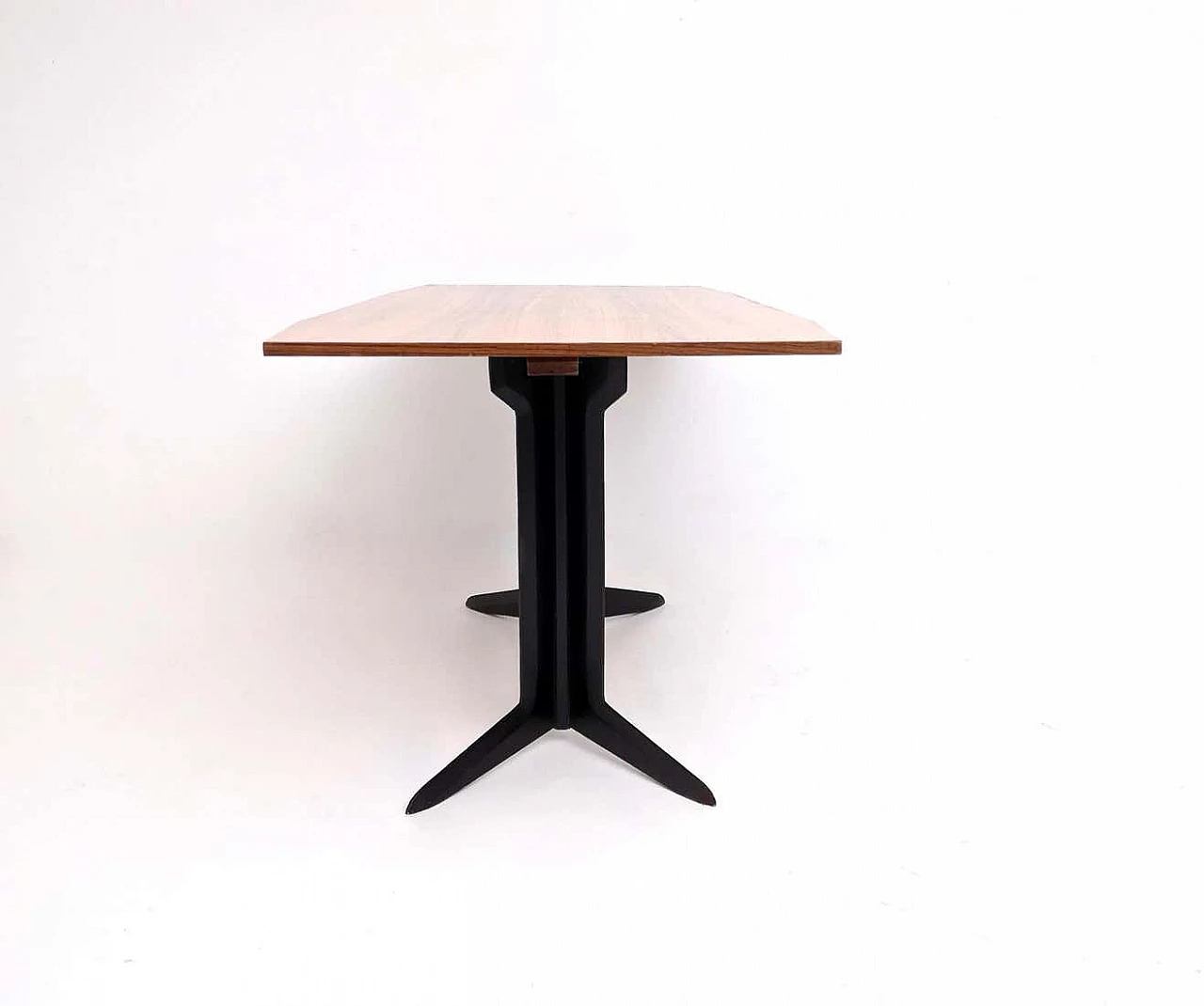 Tavolo con piano in legno zebrano e struttura in legno ebanizzato, anni '60 6