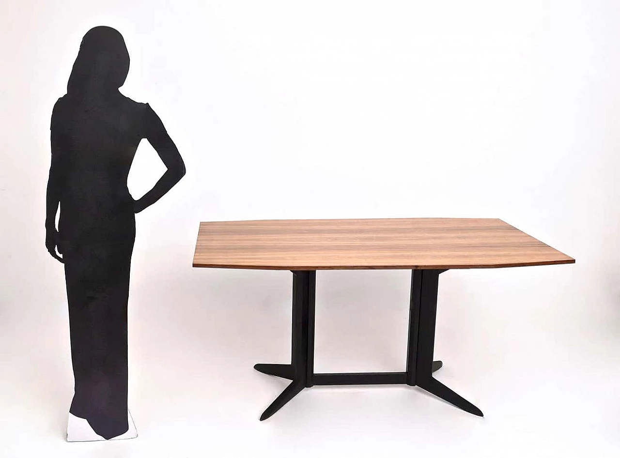 Tavolo con piano in legno zebrano e struttura in legno ebanizzato, anni '60 7