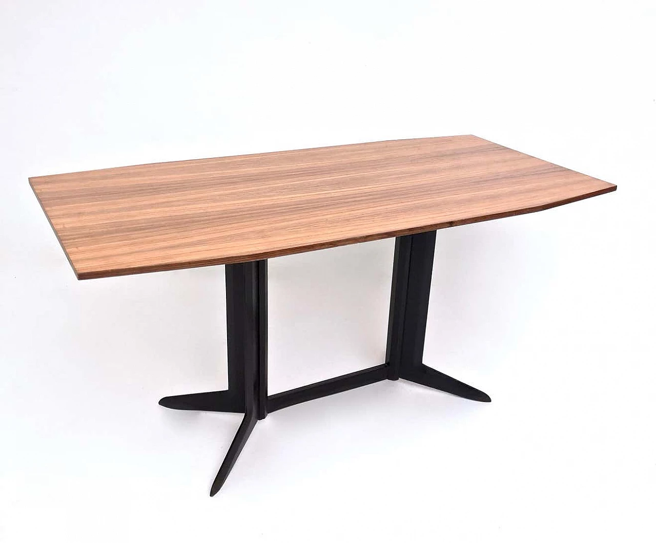Tavolo con piano in legno zebrano e struttura in legno ebanizzato, anni '60 8