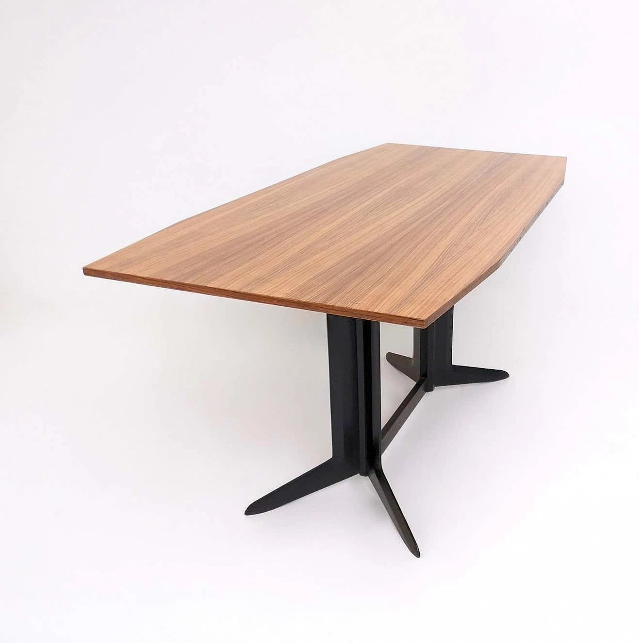 Tavolo con piano in legno zebrano e struttura in legno ebanizzato, anni '60 9