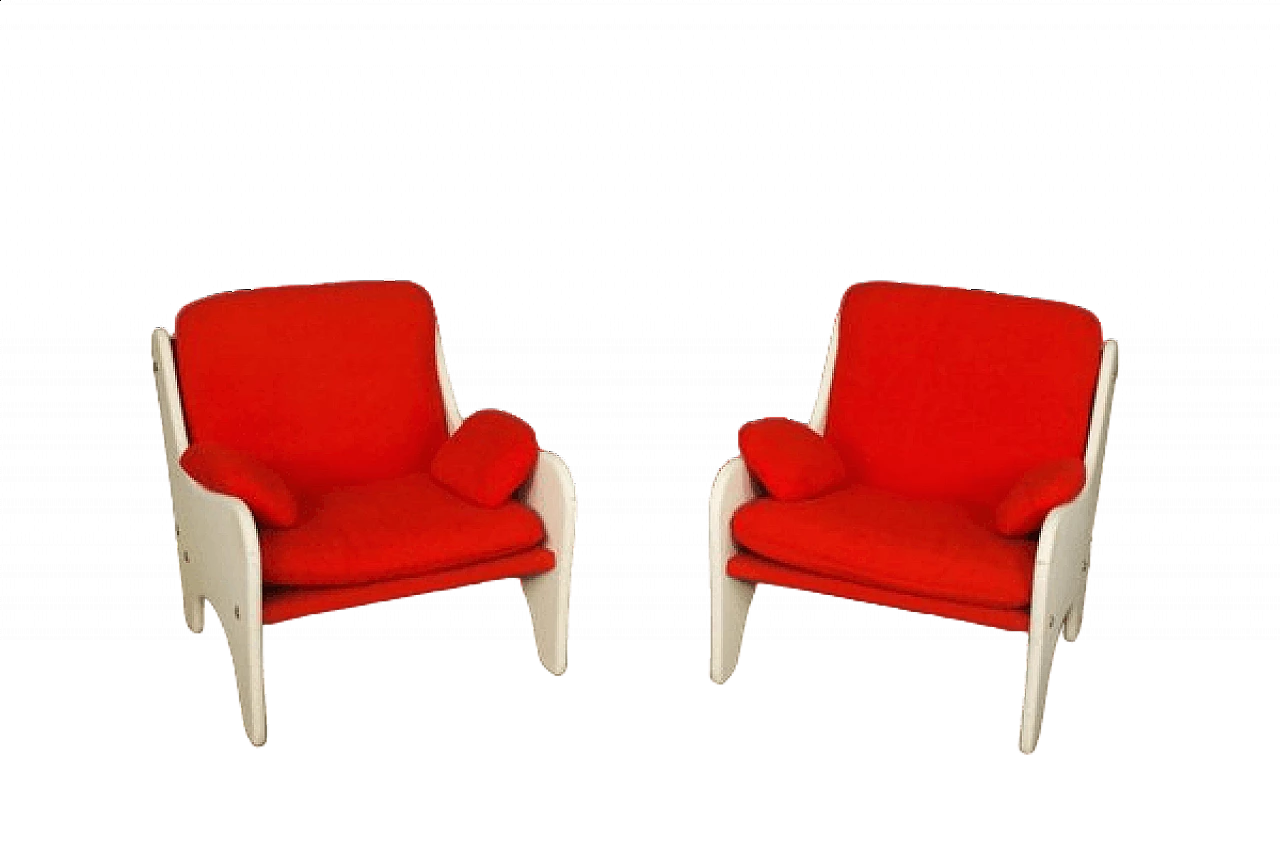Pair of red and white armchairs, 1970s 36