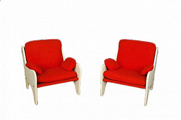 Pair of red and white armchairs, 1970s