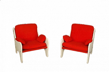 Pair of red and white armchairs, 1970s