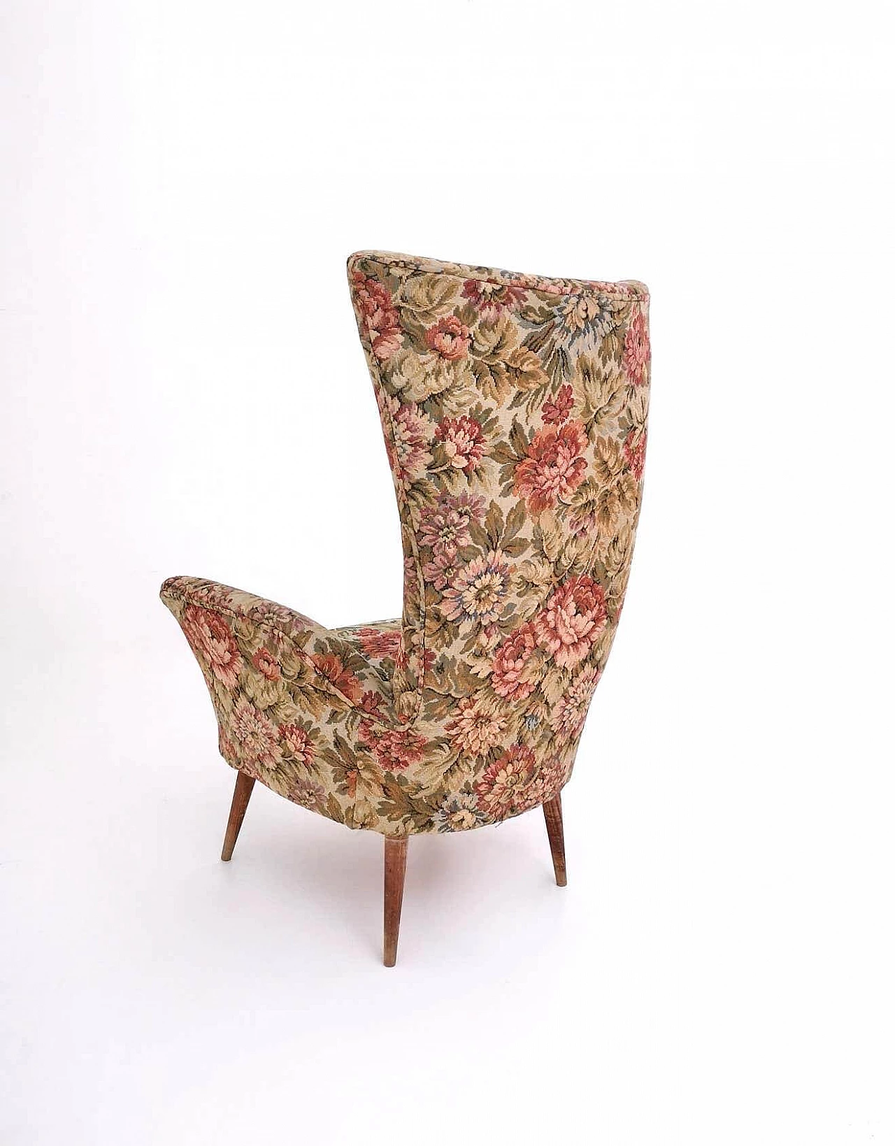 Children's armchair with floral fabric and wooden legs, 1950s 5