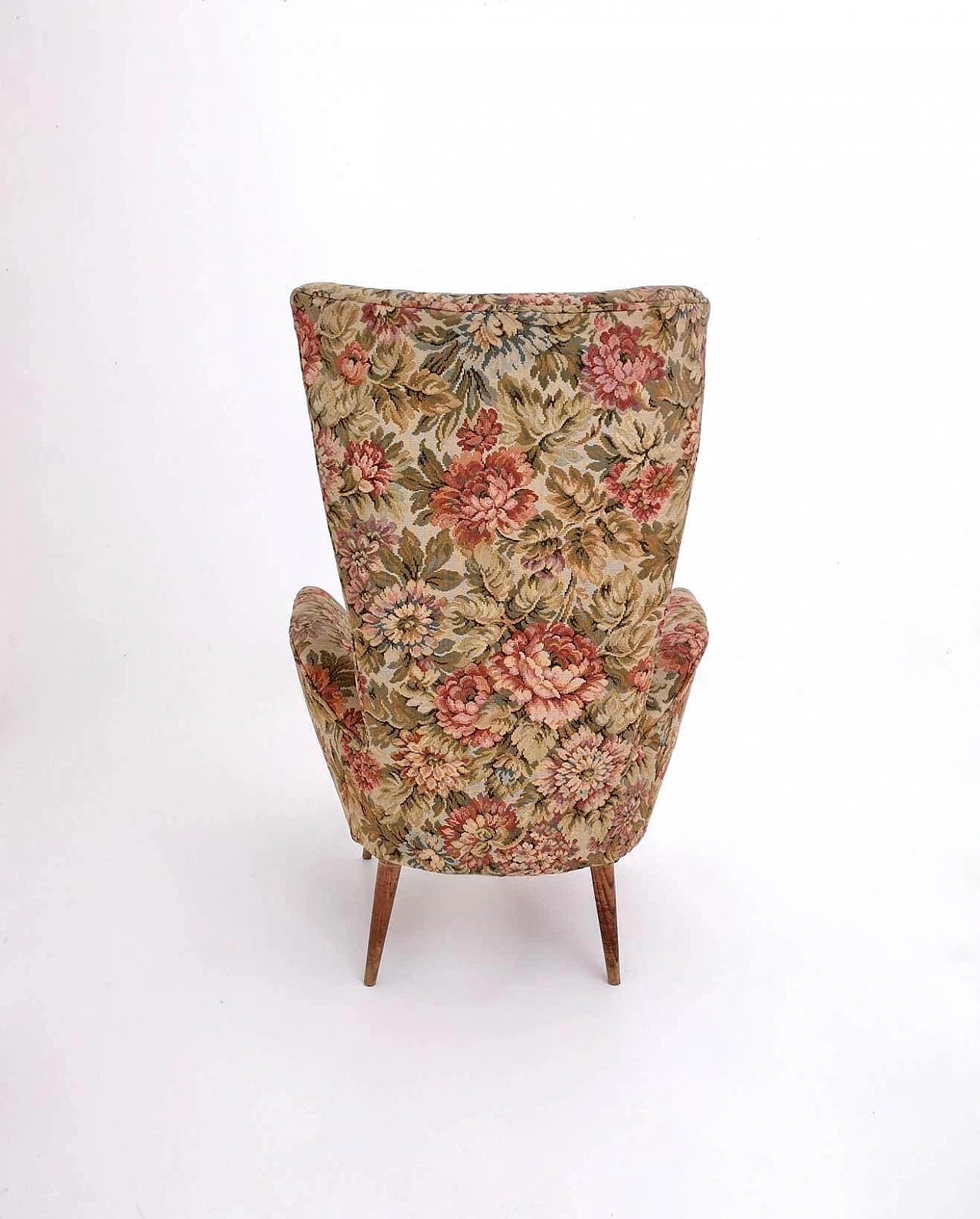 Children's armchair with floral fabric and wooden legs, 1950s 6