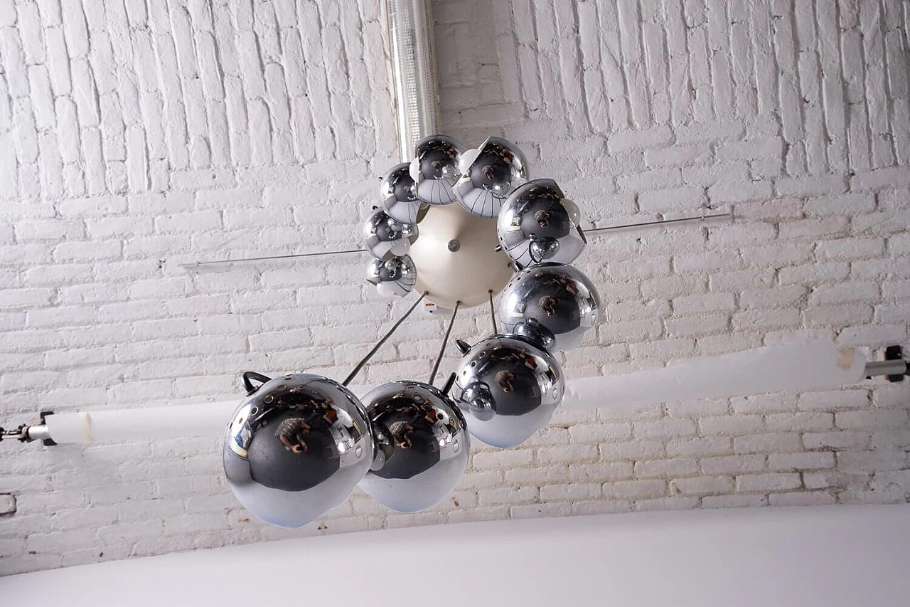 Chromed steel chandelier by Goffredo Reggiani, 1960s 3