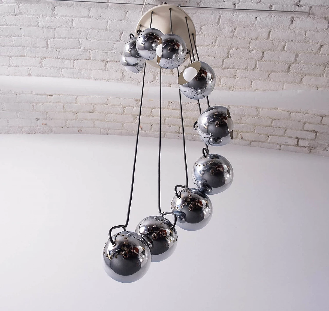Chromed steel chandelier by Goffredo Reggiani, 1960s 4