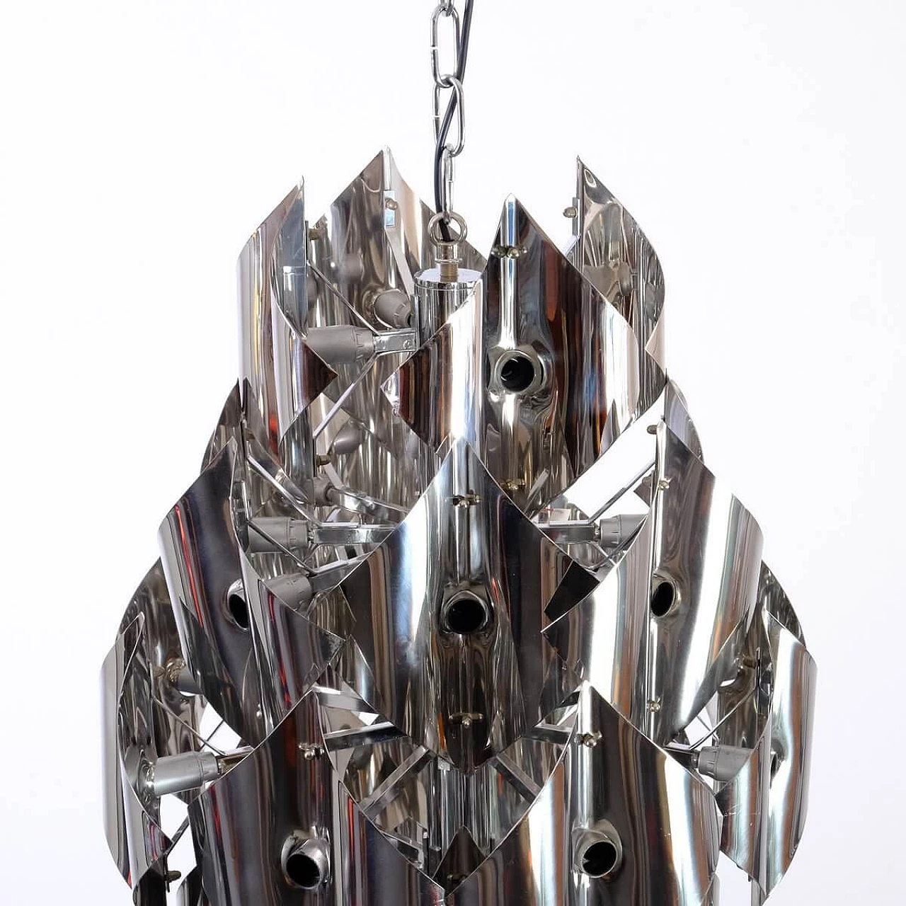 Chromed metal chandelier, 1970s 2